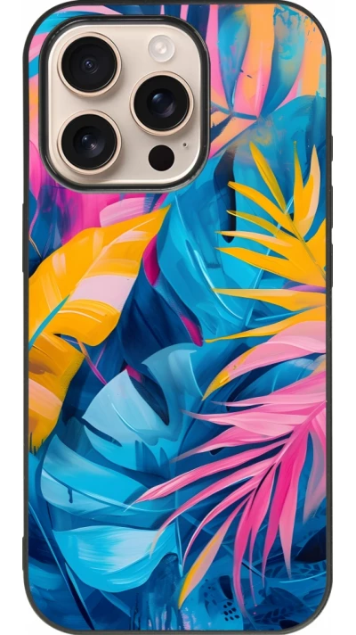 iPhone 16 Pro Case Hülle - Silikon schwarz Palms Blue