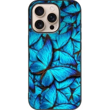 iPhone 16 Pro Case Hülle - Silikon schwarz Papillon bleu
