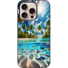 Coque iPhone 16 Pro - Silicone rigide noir Plage Paradis