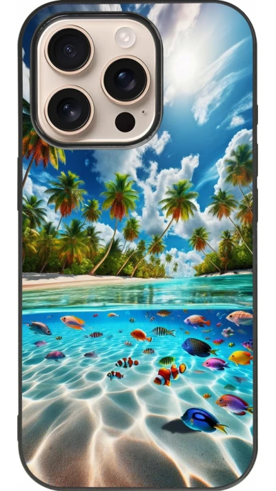 iPhone 16 Pro Case Hülle - Silikon schwarz Strandparadies