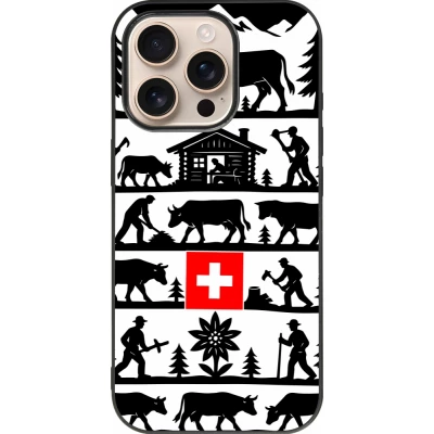 Coque iPhone 16 Pro - Silicone rigide noir Poya Suisse 1