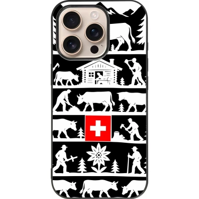 Coque iPhone 16 Pro - Silicone rigide noir Poya Suisse 1 noir