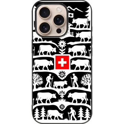 Coque iPhone 16 Pro - Silicone rigide noir Poya Suisse 3 noir