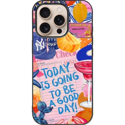 iPhone 16 Pro Case Hülle - Silikon schwarz Preppy Today is Going to be a good day