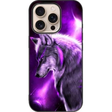 iPhone 16 Pro Case Hülle - Silikon schwarz Purple Sky Wolf