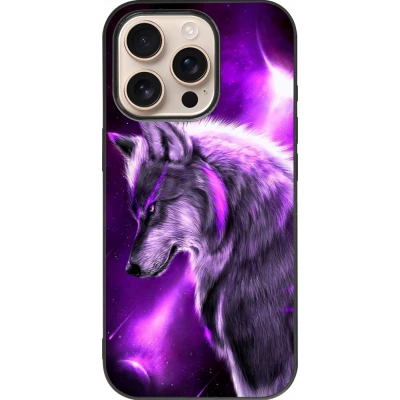 iPhone 16 Pro Case Hülle - Silikon schwarz Purple Sky Wolf