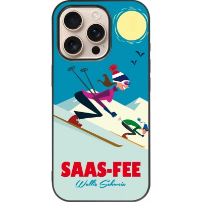 Coque iPhone 16 Pro - Silicone rigide noir Saas-Fee Ski Downhill