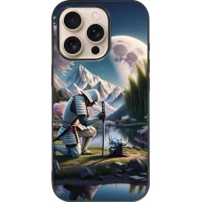 iPhone 16 Pro Case Hülle - Silikon schwarz Samurai Katana Mond
