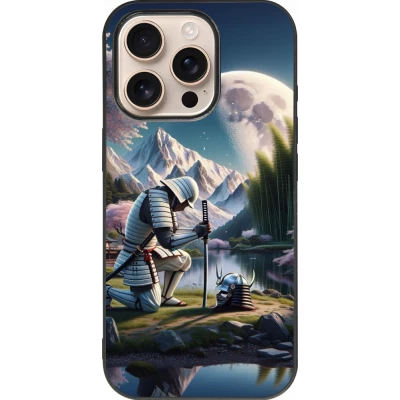 iPhone 16 Pro Case Hülle - Silikon schwarz Samurai Katana Mond