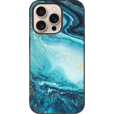Coque iPhone 16 Pro - Silicone rigide noir Sea Foam Blue