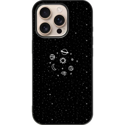 Coque iPhone 16 Pro - Silicone rigide noir Space Doodle