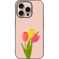 iPhone 16 Pro Case Hülle - Silikon schwarz Spring 23 tulip trio