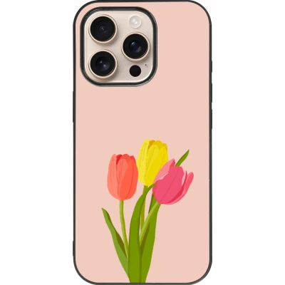 iPhone 16 Pro Case Hülle - Silikon schwarz Spring 23 tulip trio