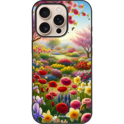 iPhone 16 Pro Case Hülle - Silikon schwarz Frühling 25 Strauß Frühling