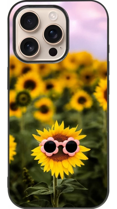 iPhone 16 Pro Case Hülle - Silikon schwarz Sunflower with glasses Spring 2026