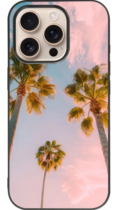 iPhone 16 Pro Case Hülle - Silikon schwarz Summer 2025 Palmiers