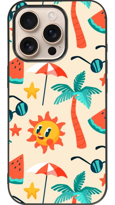 iPhone 16 Pro Case Hülle - Silikon schwarz Summer 2025 Pattern soleil