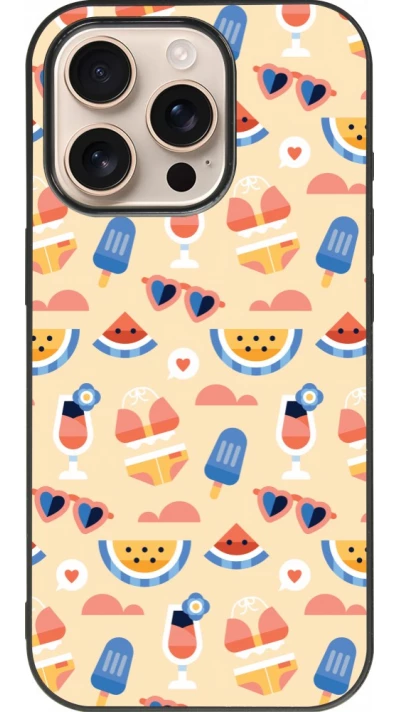 Coque iPhone 16 Pro - Silicone rigide noir Pattern Summer 2026