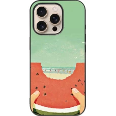 Coque iPhone 16 Pro - Silicone rigide noir Views through a watermelon Summer 2026