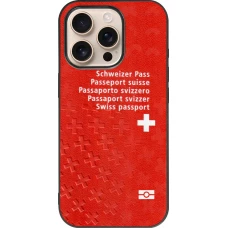 iPhone 16 Pro Case Hülle - Silikon schwarz Swiss Passport