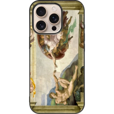 iPhone 16 Pro Case Hülle - Silikon schwarz Kunstbild - Die Erschaffung Adams - Michelangelo