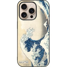 Coque iPhone 16 Pro - Silicone rigide noir Tableau art - La Grande Vague de Kanagawa - Hokusai