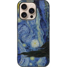 iPhone 16 Pro Case Hülle - Silikon schwarz Kunstbild - Sternennacht - Van Gogh