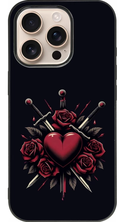 iPhone 16 Pro Case Hülle - Silikon schwarz Valentine 2024 gothic love