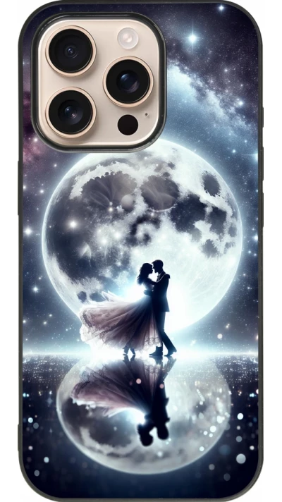 iPhone 16 Pro Case Hülle - Silikon schwarz Valentin 2024 Liebe unter dem Mond