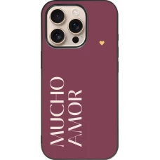 Coque iPhone 16 Pro - Silicone rigide noir Valentine 2024 mucho amor rosado