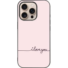 Coque iPhone 16 Pro - Silicone rigide noir Valentine 2023 i love you writing