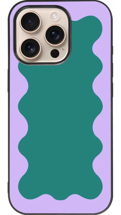 iPhone 16 Pro Case Hülle - Silikon schwarz Wavy Rectangle Green Purple