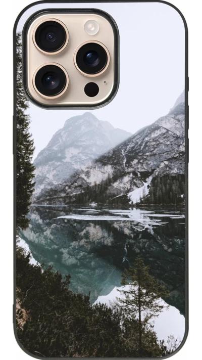 iPhone 16 Pro Case Hülle - Silikon schwarz Winter 22 snowy mountain and lake
