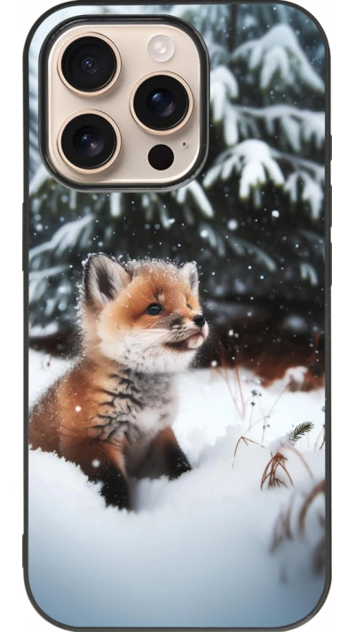 iPhone 16 Pro Case Hülle - Silikon schwarz Weihnachten 2023 Fuechslein Tanne