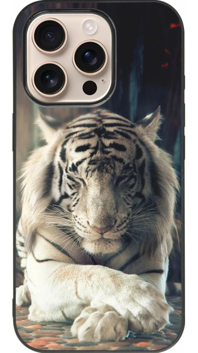 iPhone 16 Pro Case Hülle - Silikon schwarz Zen Tiger