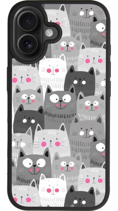 iPhone 17 Case Hülle - Silikon schwarz Katzenschwärme