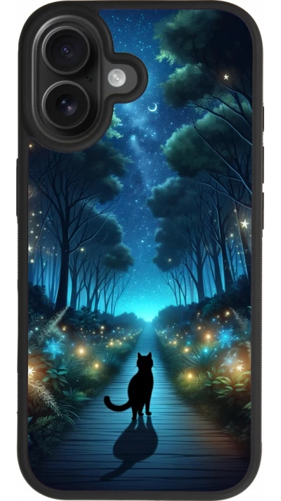 iPhone 17 Case Hülle - Silikon schwarz Schwarze Katze Spaziergang