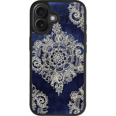 iPhone 17 Case Hülle - Silikon schwarz Cream Flower Moroccan