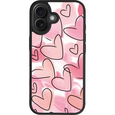 Coque iPhone 17 - Silicone rigide noir Easter 2023 pink hearts
