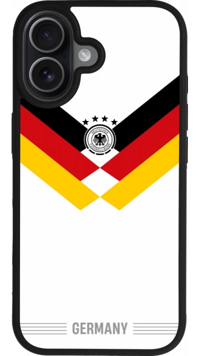 Coque iPhone 17 - Silicone rigide noir Maillot de football Allemagne 2026 personnalisable