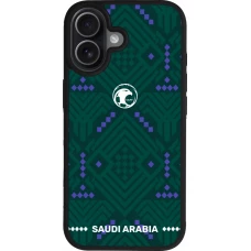 Coque iPhone 17 - Silicone rigide noir Maillot de football Arabie saoudite 2026 personnalisable