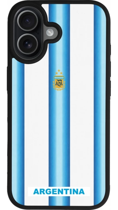 Coque iPhone 17 - Silicone rigide noir Maillot de football Argentine 2026 personnalisable