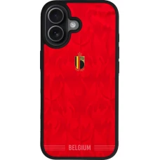 Coque iPhone 17 - Silicone rigide noir Maillot de football Belgique 2026 personnalisable