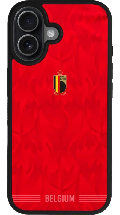 Coque iPhone 17 - Silicone rigide noir Maillot de football Belgique 2026 personnalisable