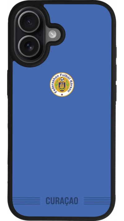 Coque iPhone 17 - Silicone rigide noir Maillot de football Curaçao 2026 personnalisable