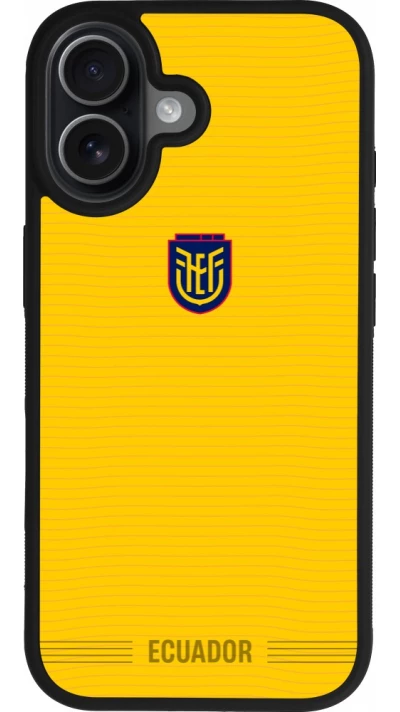 Coque iPhone 17 - Silicone rigide noir Maillot de football Équateur 2026 personnalisable