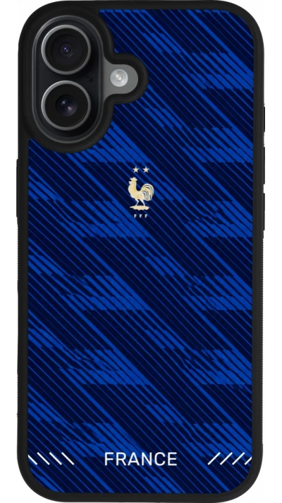 Coque iPhone 17 - Silicone rigide noir Maillot de football France 2026 personnalisable