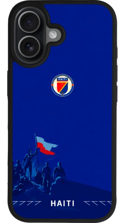 Coque iPhone 17 - Silicone rigide noir Maillot de football Haiti 2026 personnalisable