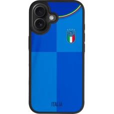 Coque iPhone 17 - Silicone rigide noir Maillot de football Italie 2022 personnalisable