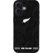 Coque iPhone 17 - Silicone rigide noir Maillot de football Nouvelle-Zélande 2026 personnalisable